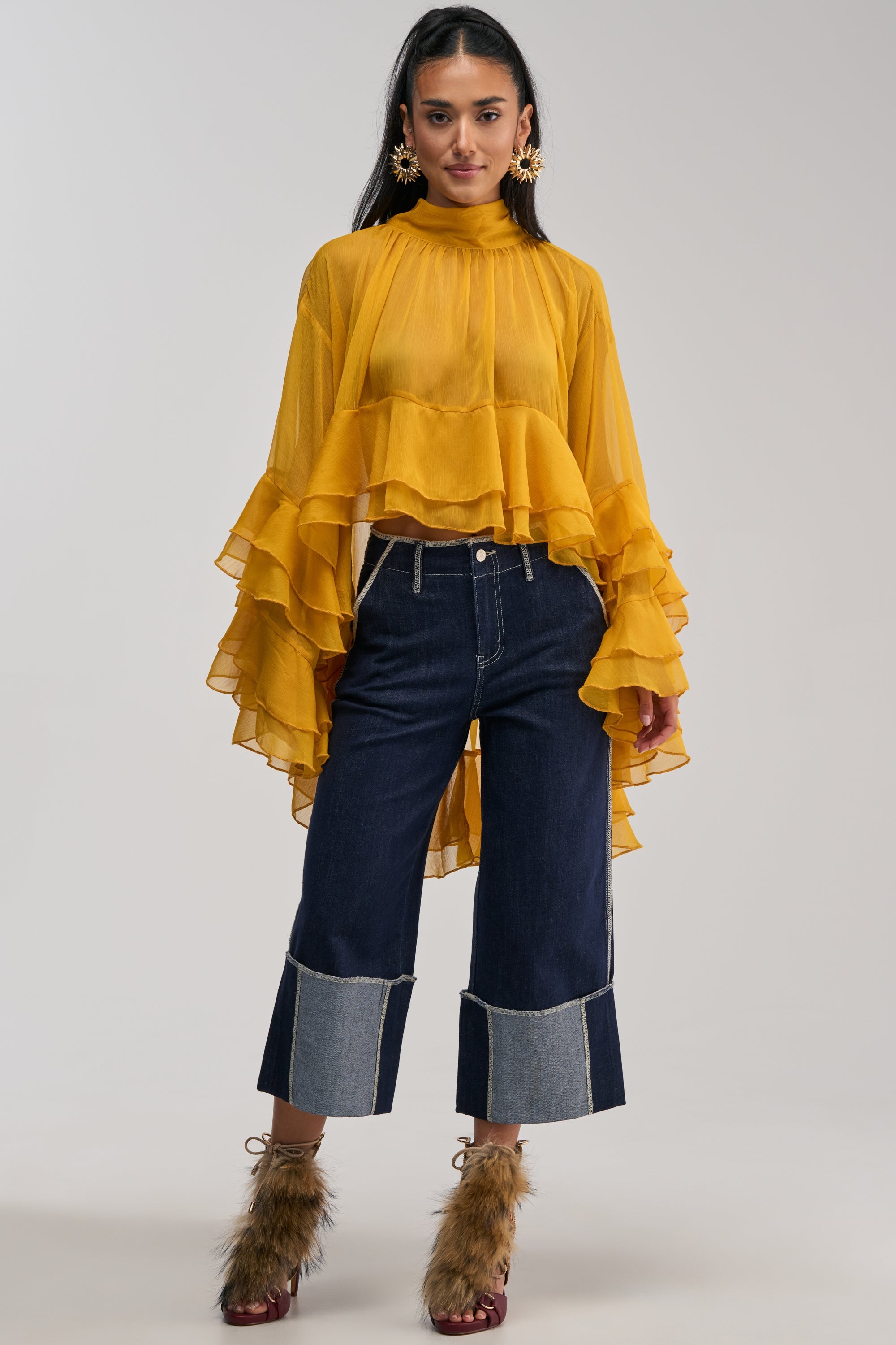 MARGOT CHIFFON BLOUSE IN MUSTARD