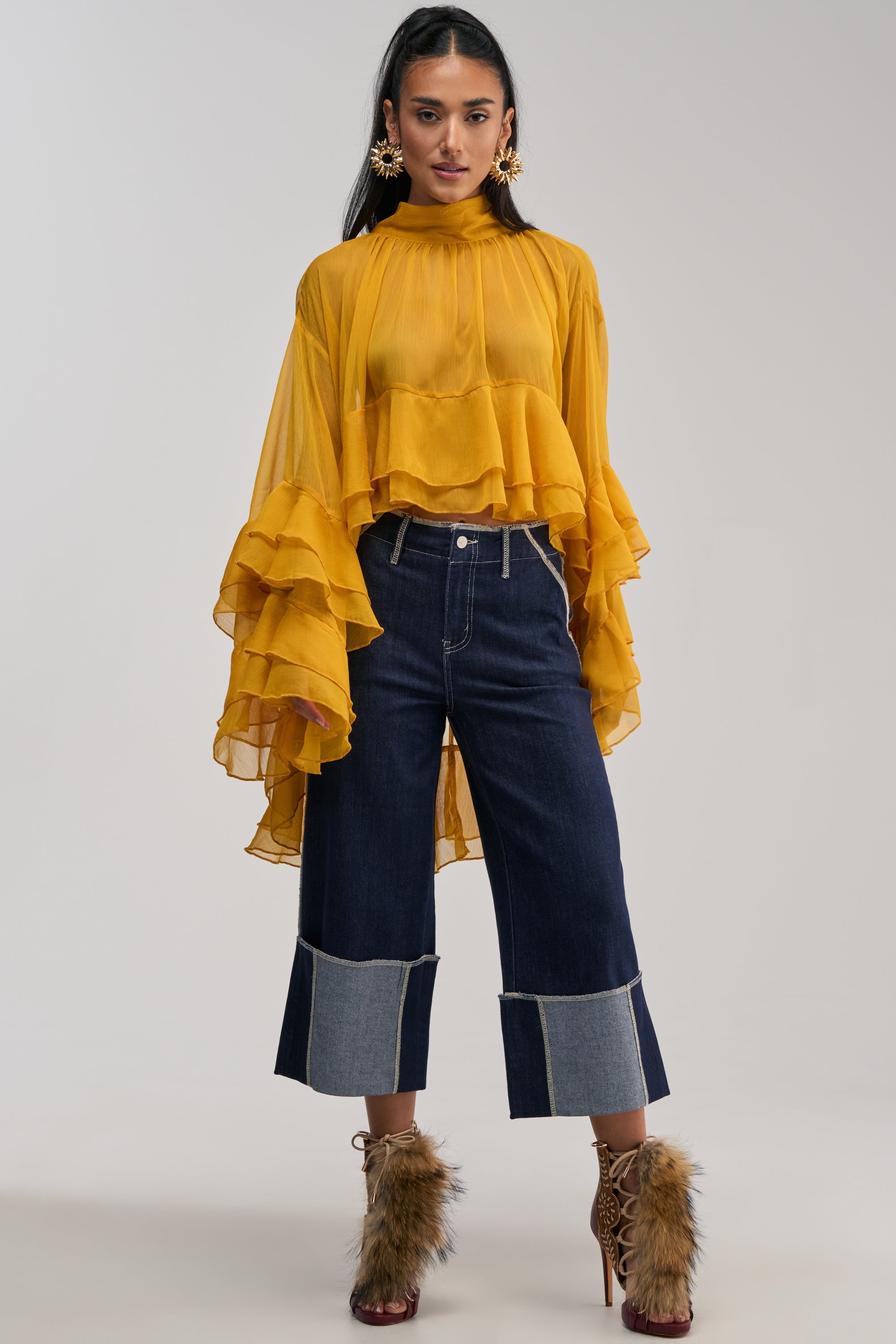 MARGOT CHIFFON BLOUSE IN MUSTARD