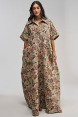 VANJA BROCADE JUMPSUIT IN IVORY