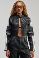 DONT TEST ME FAUX LEATHER BOMBER