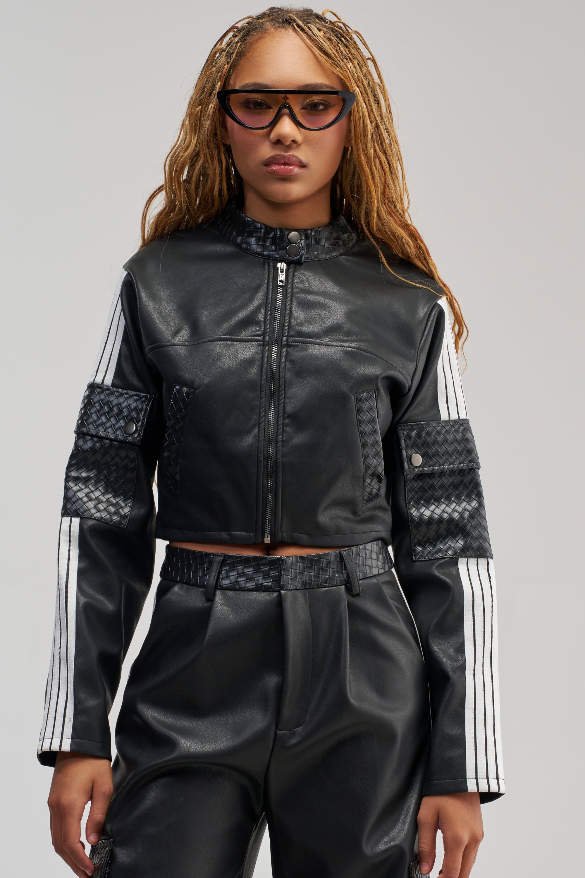 DONT TEST ME FAUX LEATHER BOMBER