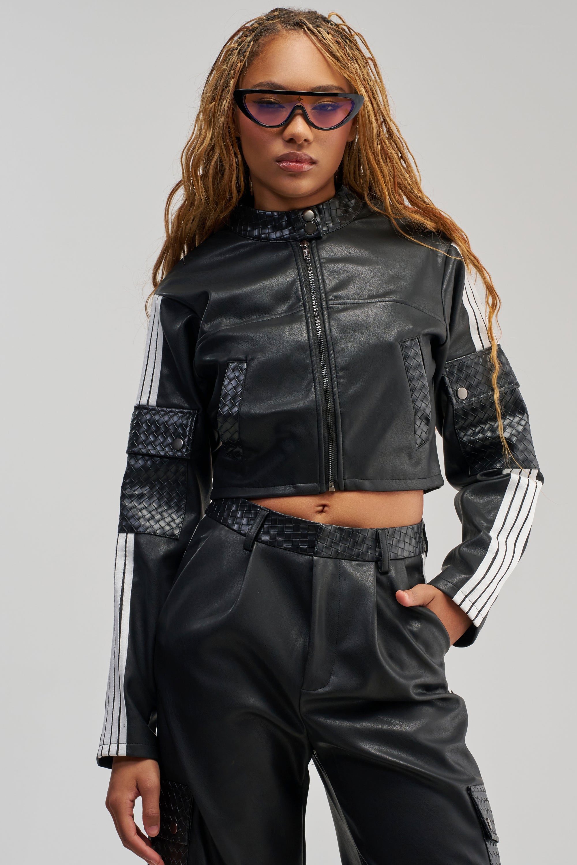DONT TEST ME FAUX LEATHER BOMBER