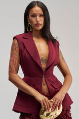 NAOMI BLAZER VEST IN BURGUNDY