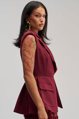 NAOMI BLAZER VEST IN BURGUNDY