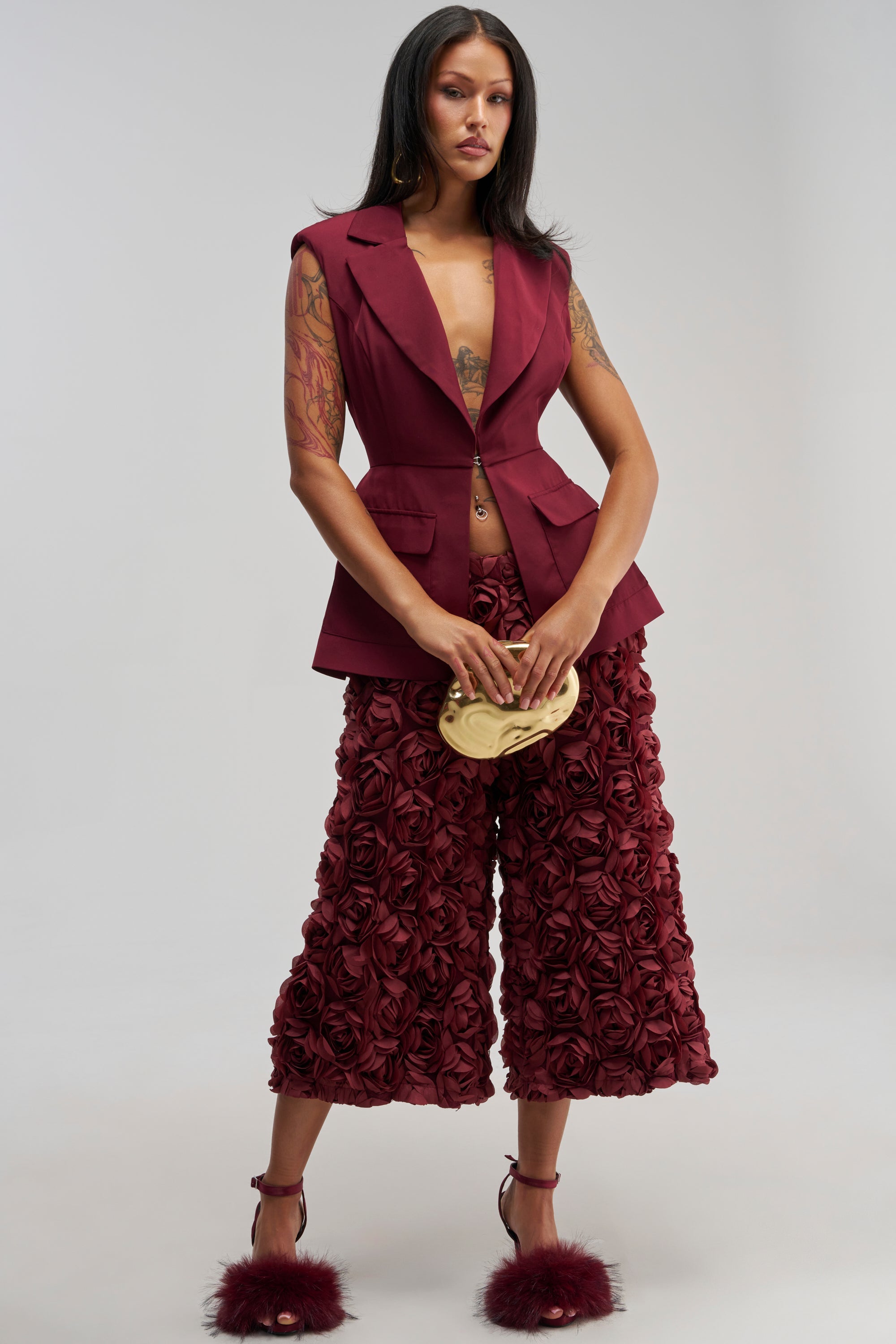 NAOMI BLAZER VEST IN BURGUNDY