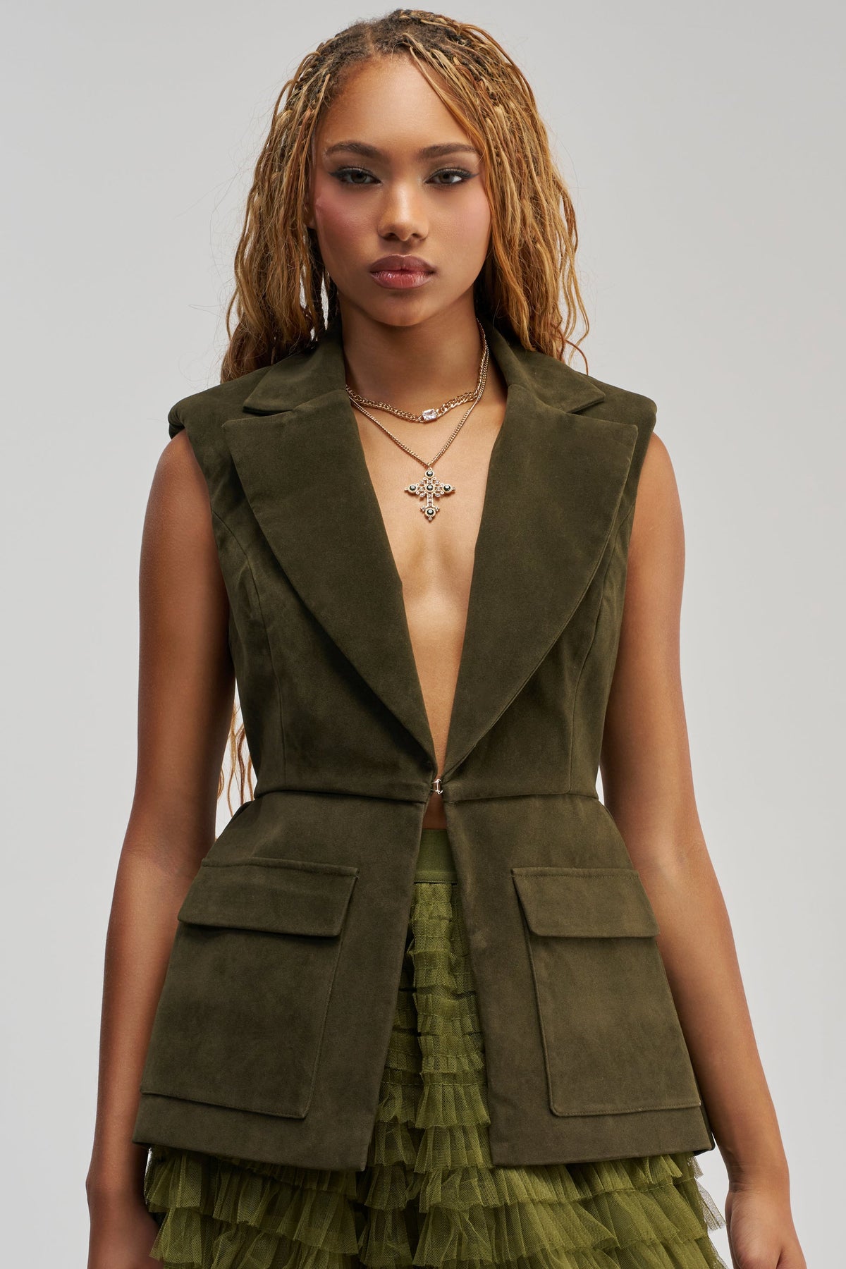 NAOMI BLAZER VEST IN SUEDE