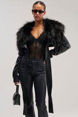 SPEND IT ALL FUR TRIM BOLERO IN BLACK