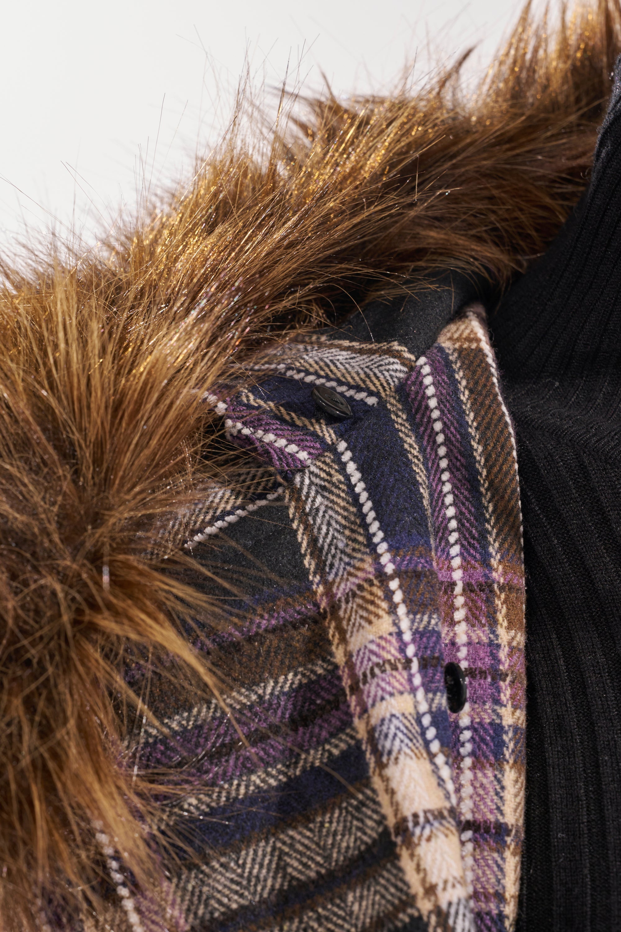 SWEPT UP FUR TRIM TRENCH