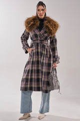 SWEPT UP FUR TRIM TRENCH
