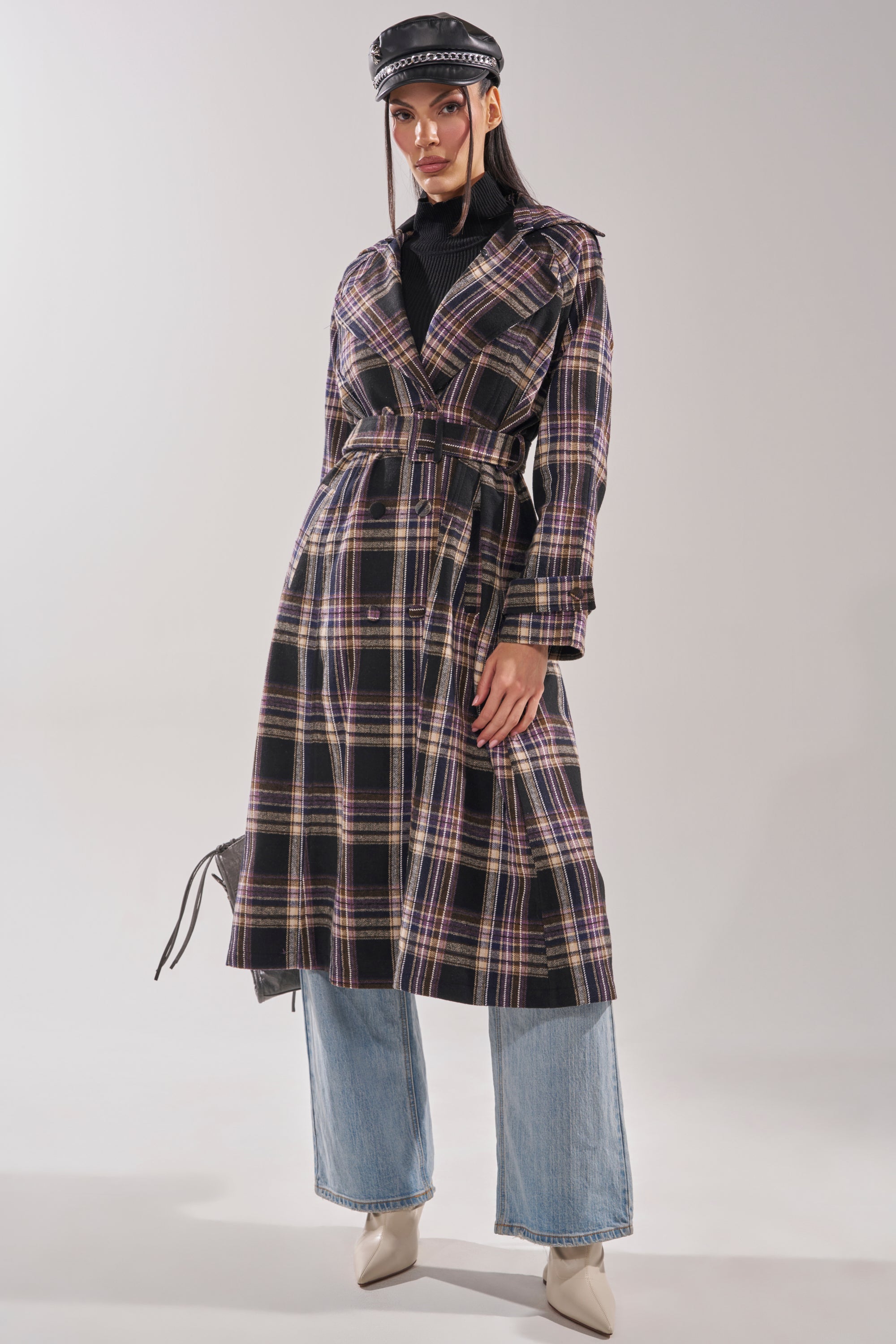 SWEPT UP FUR TRIM TRENCH