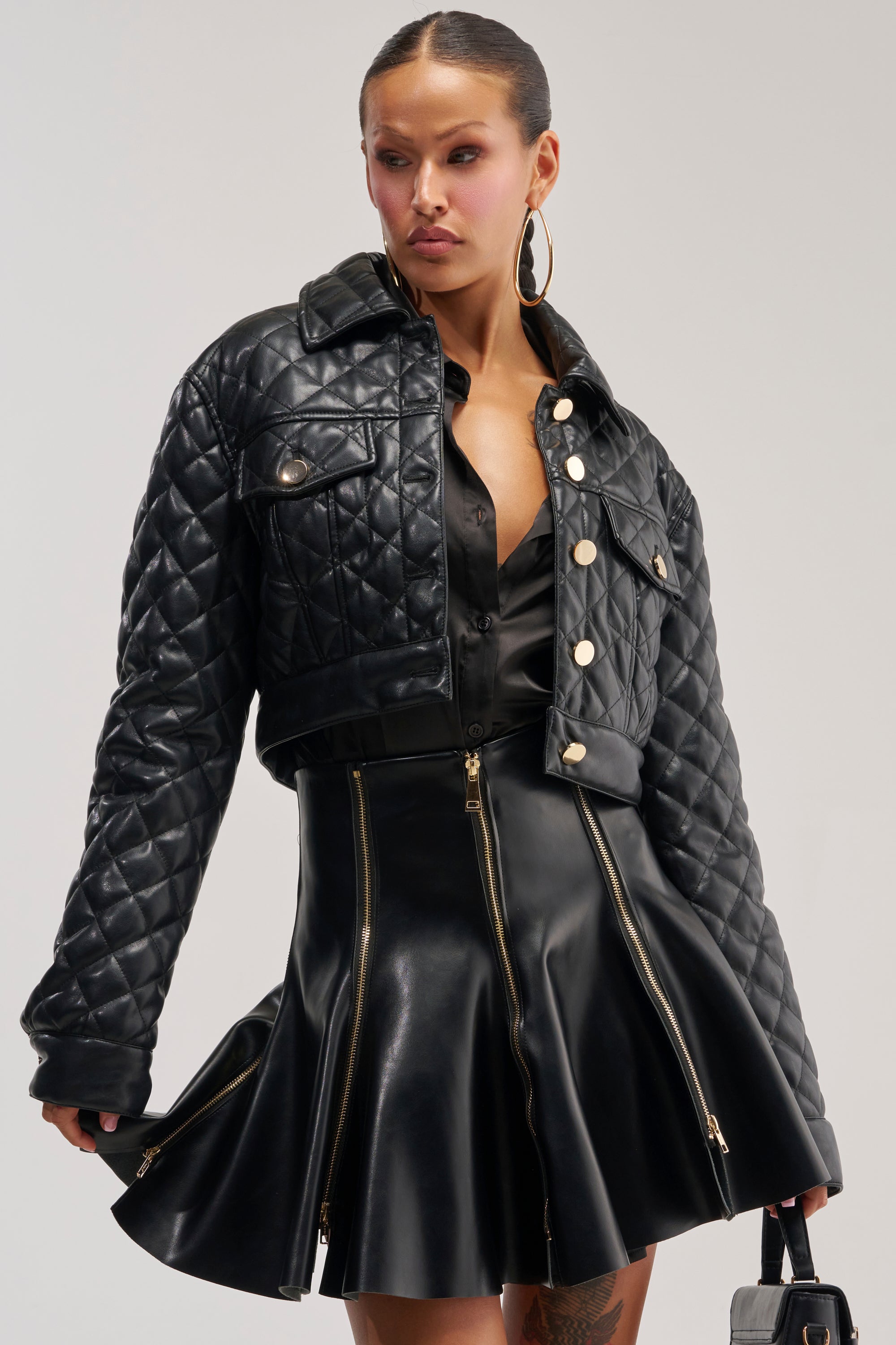 ROMY QUILTED FAUX LEATHER JACKET