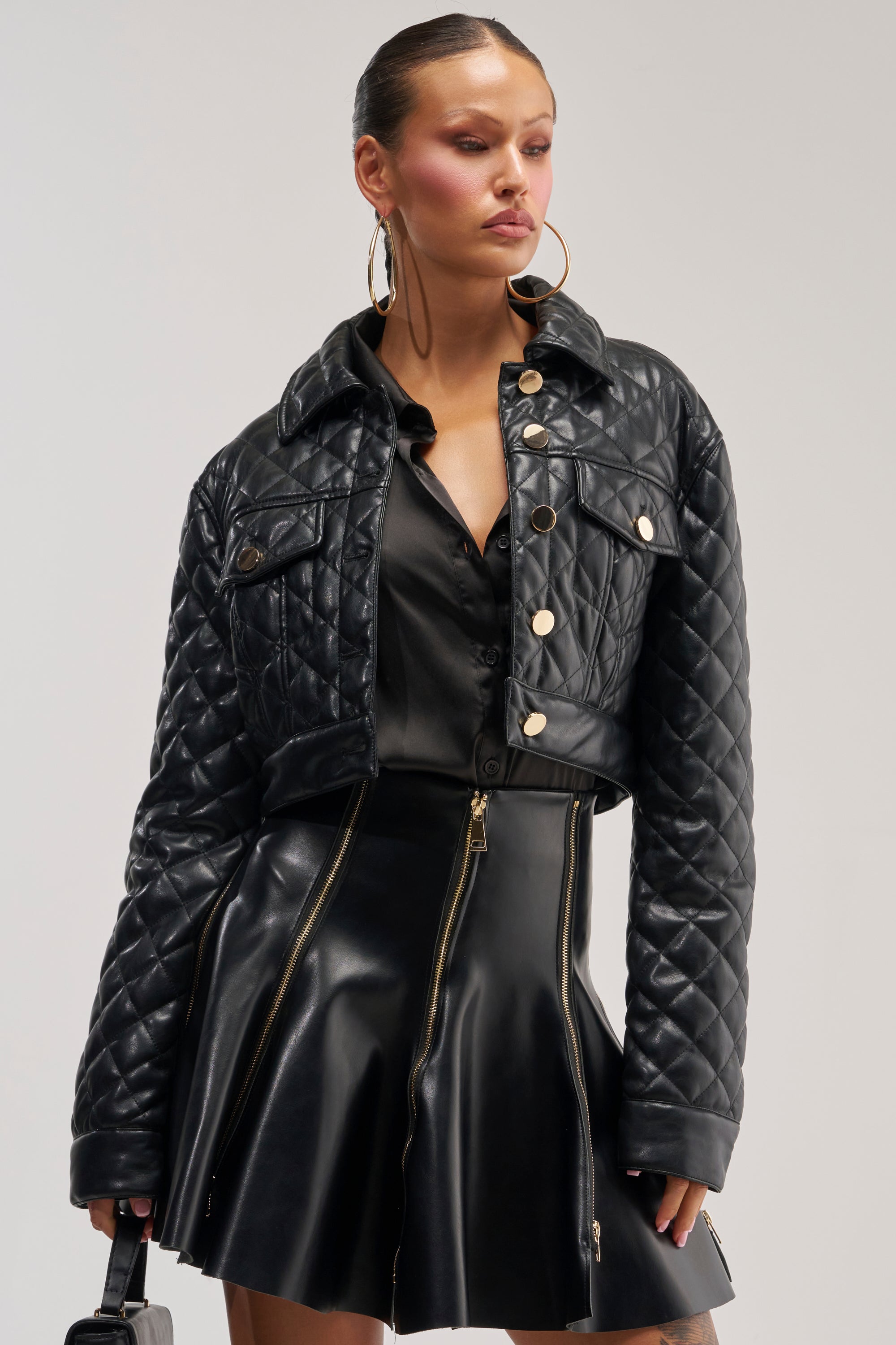 ROMY QUILTED FAUX LEATHER JACKET