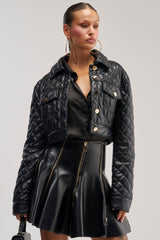 ROMY QUILTED FAUX LEATHER JACKET