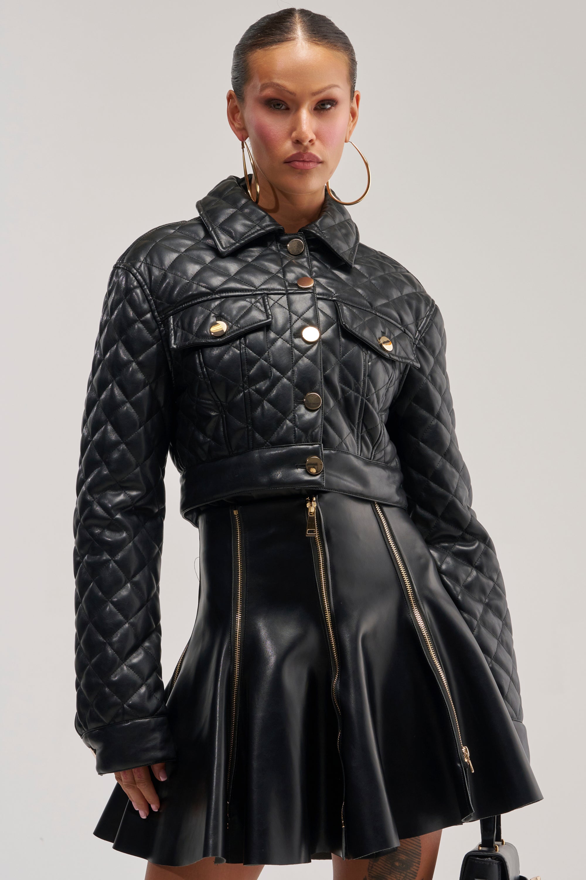 ROMY QUILTED FAUX LEATHER JACKET