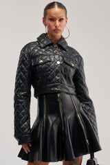 ROMY QUILTED FAUX LEATHER JACKET