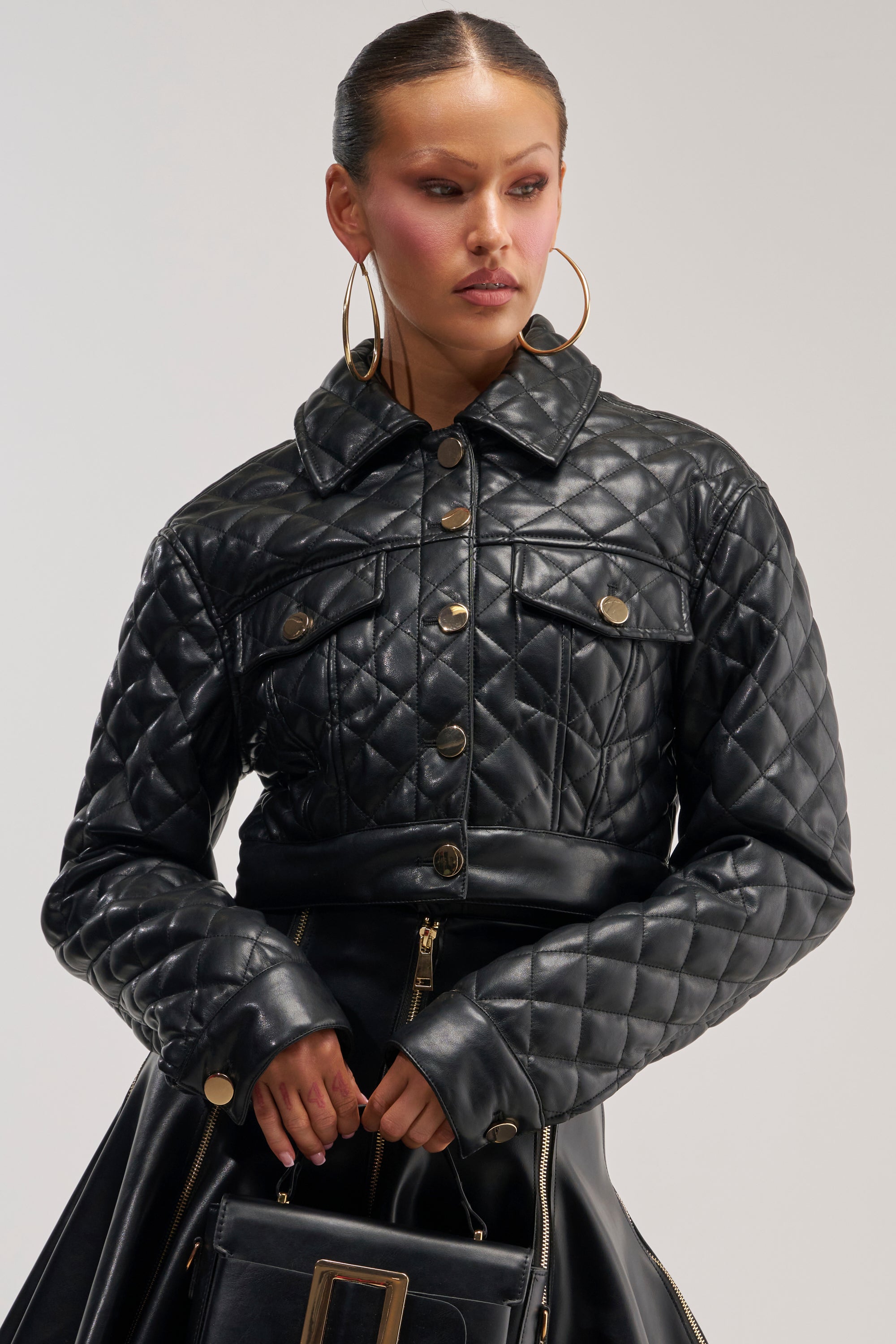 ROMY QUILTED FAUX LEATHER JACKET