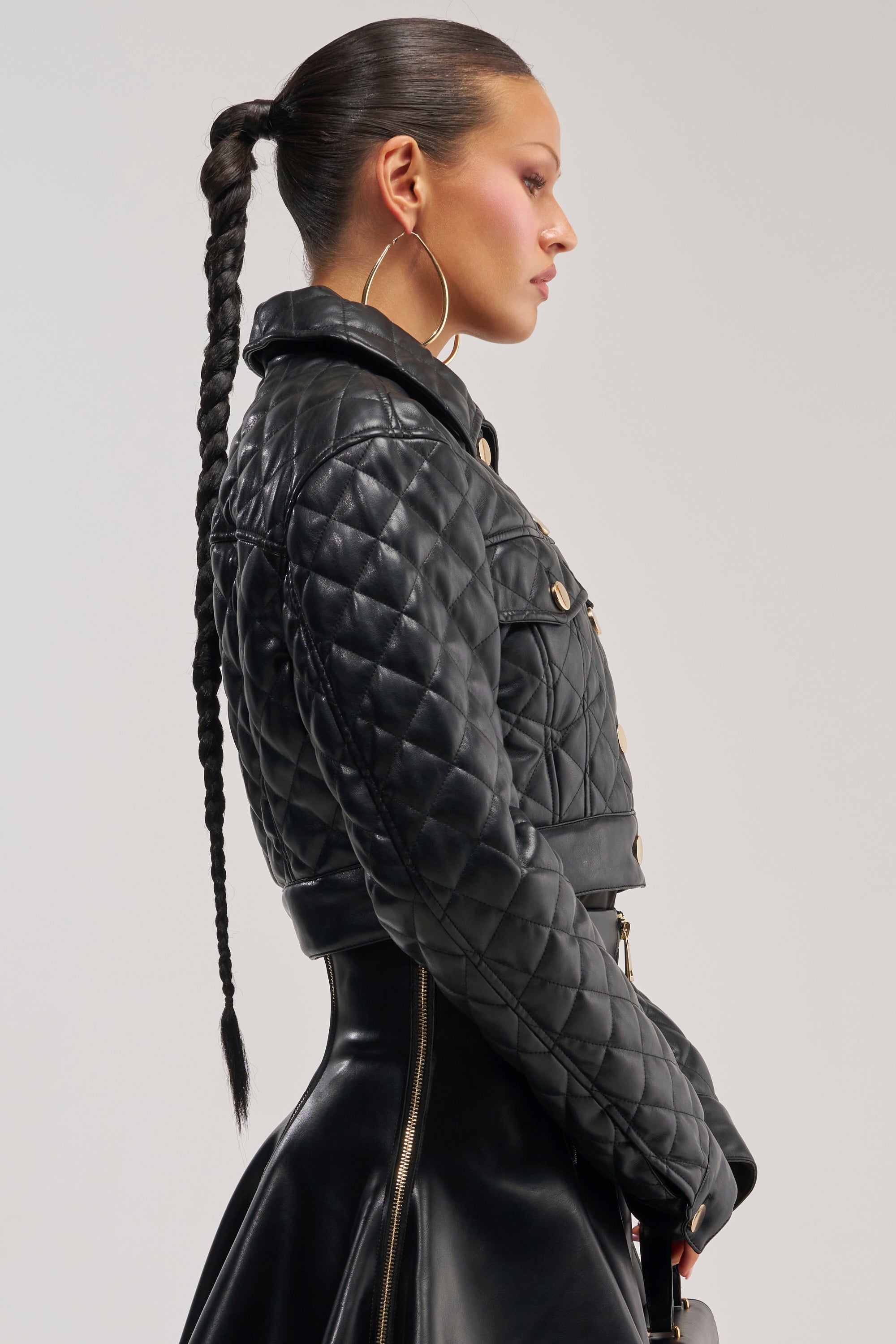 ROMY QUILTED FAUX LEATHER JACKET