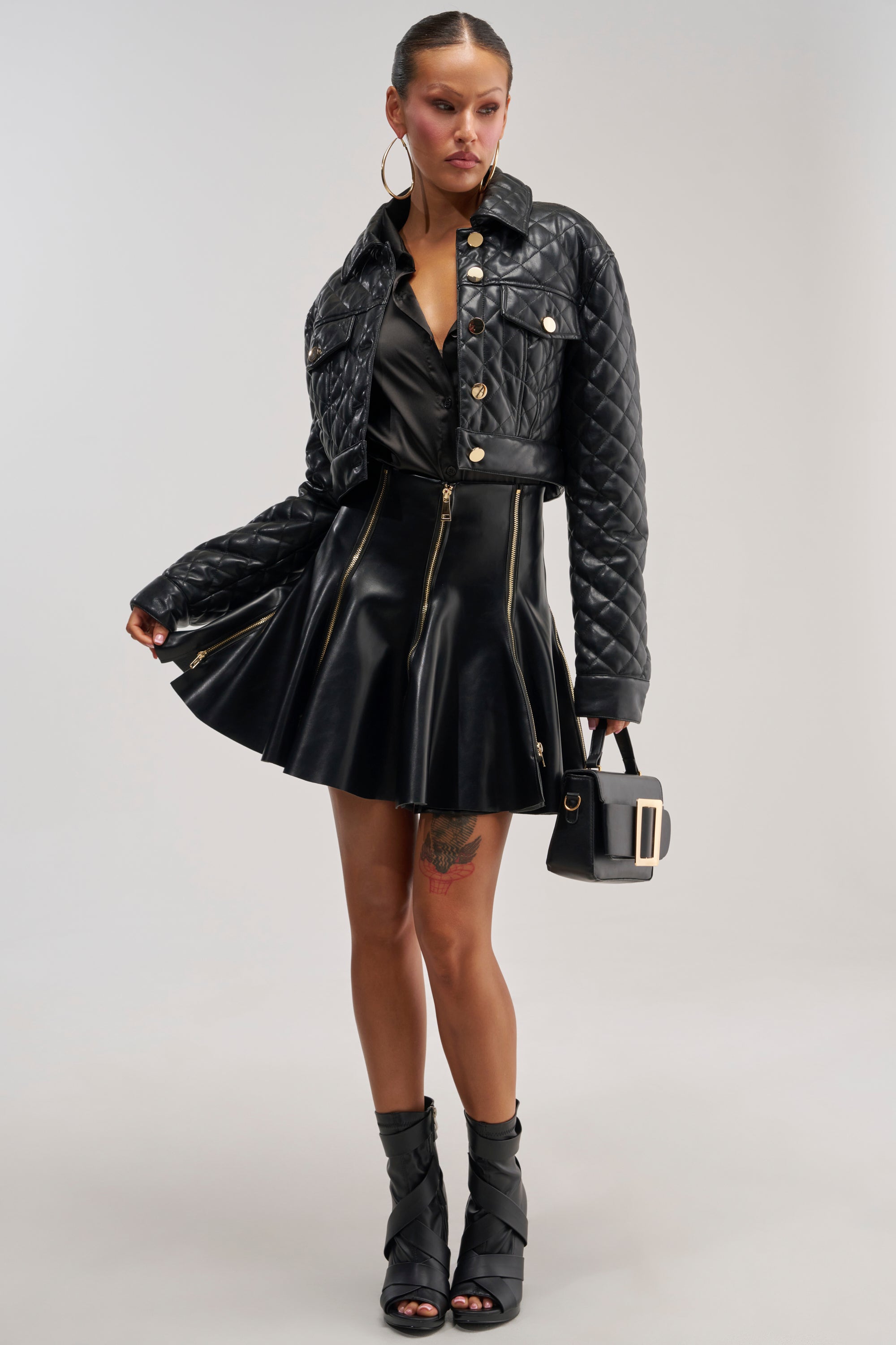 ROMY QUILTED FAUX LEATHER JACKET