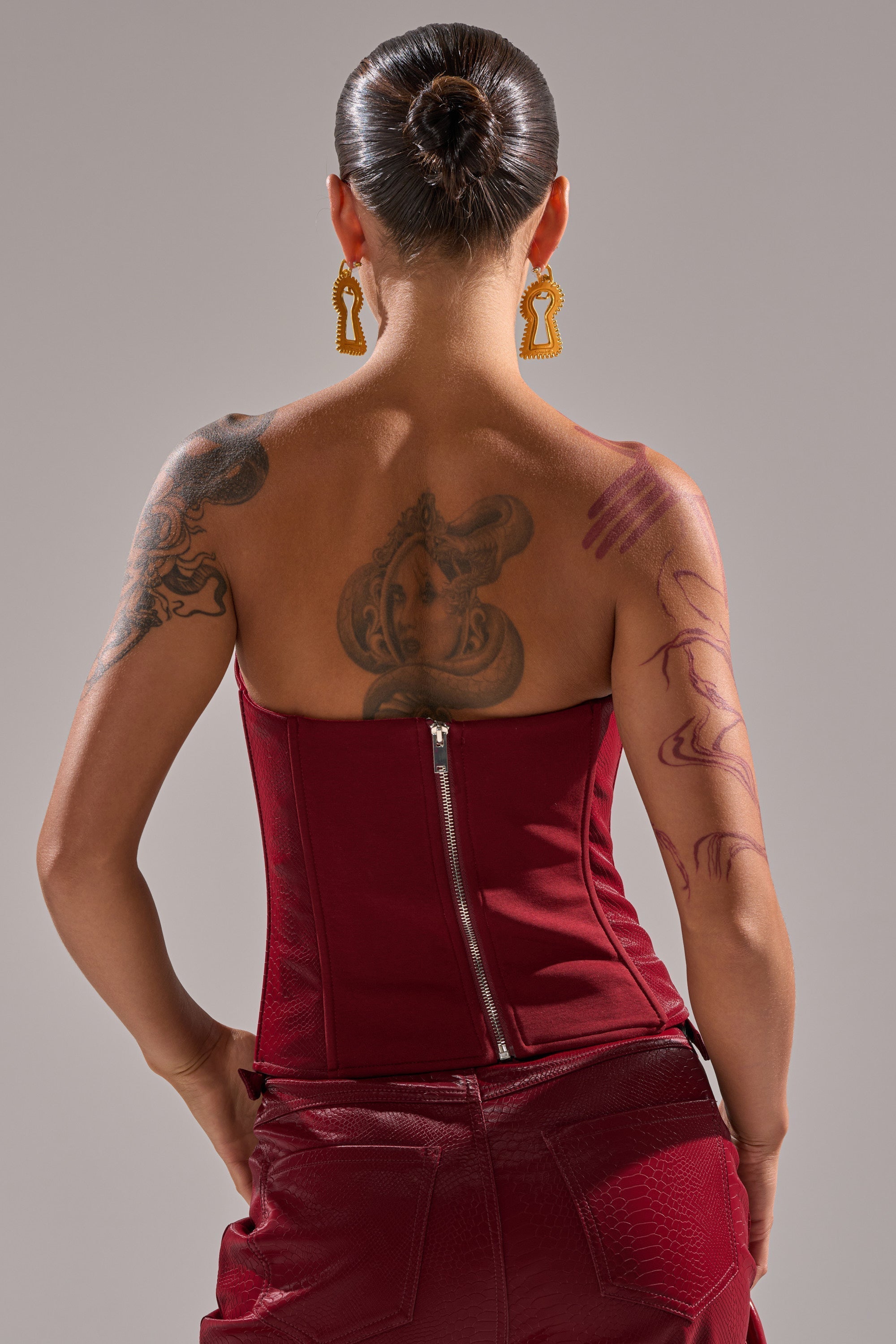 TOO HOT FOR YOU FAUX LEATHER CORSET