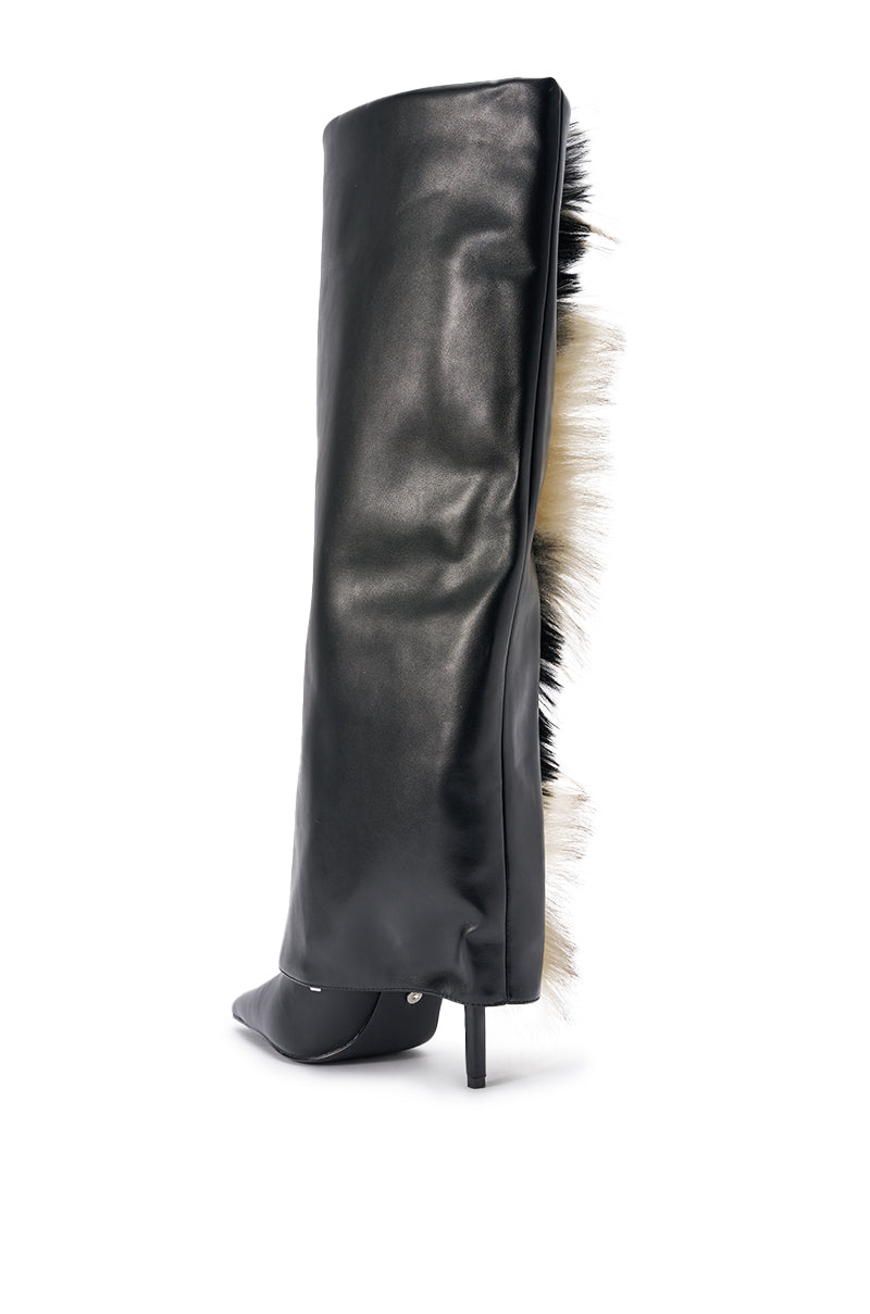 AKIRA GOLD KAIRA BLACK MULTI FUR TRIM DETAIL BOOT