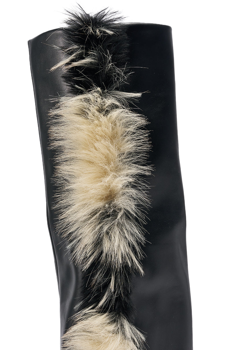 AKIRA GOLD KAIRA BLACK MULTI FUR TRIM DETAIL BOOT