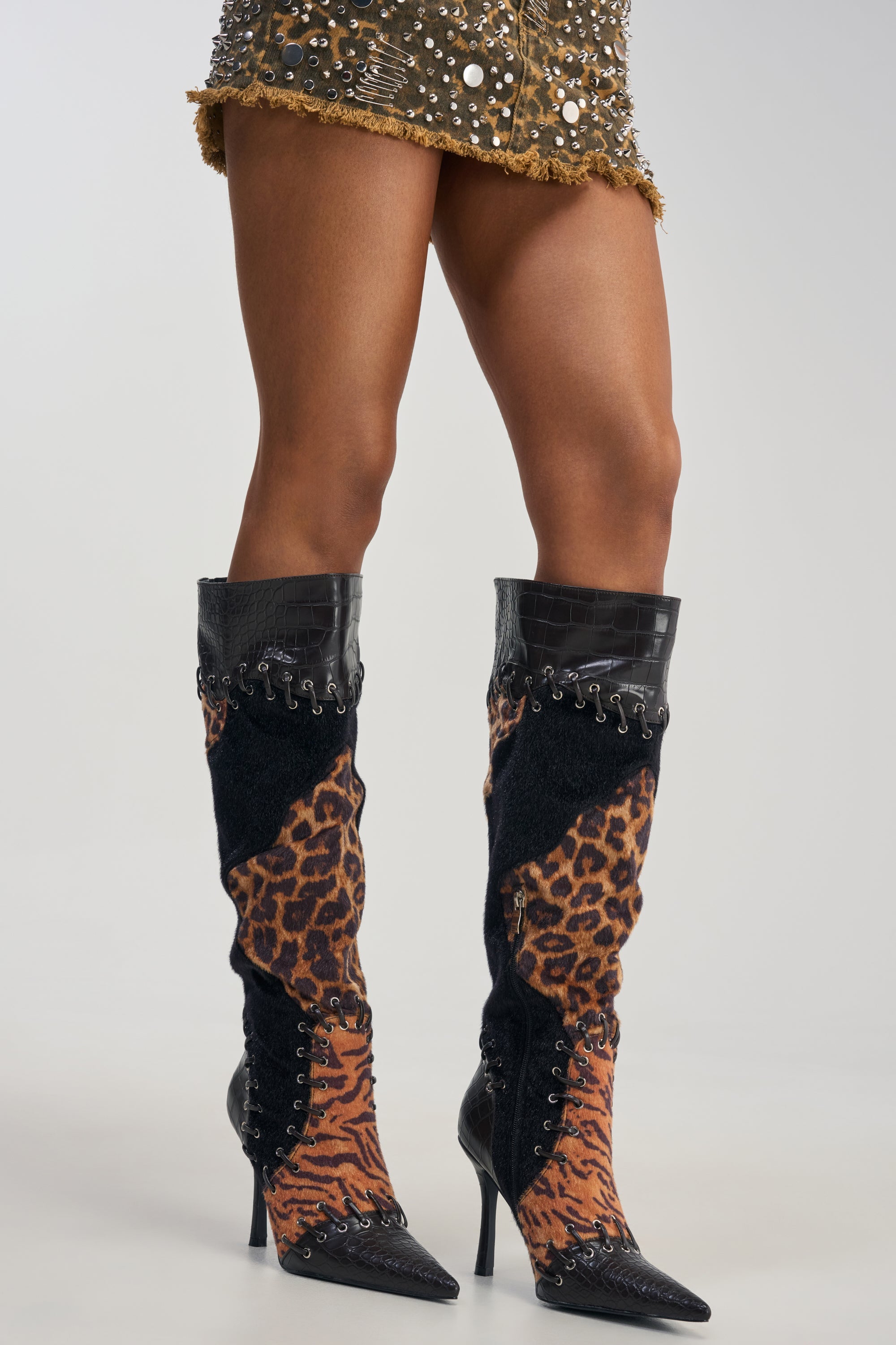 AZALEA WANG KAIROX ANIMAL PATCHWORK LUXE BOOT