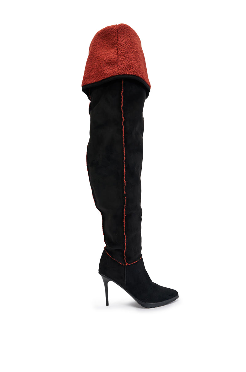 AKIRA GOLD KERRIGAN BLACK MULTI SHERPA STILETTO BOOT