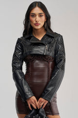 LOTTIE STUDDED CROP MOTO