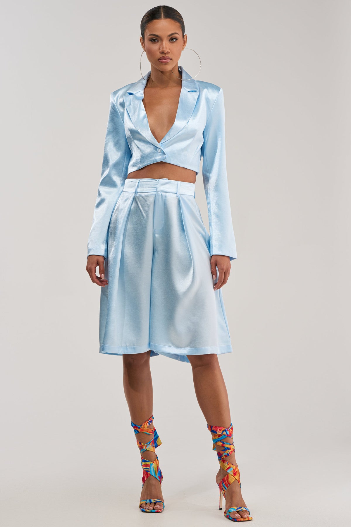 KYLA ICY BLUE SATIN TROUSER