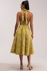 SWEET CAROLINE HALTER MIDI DRESS IN GREEN