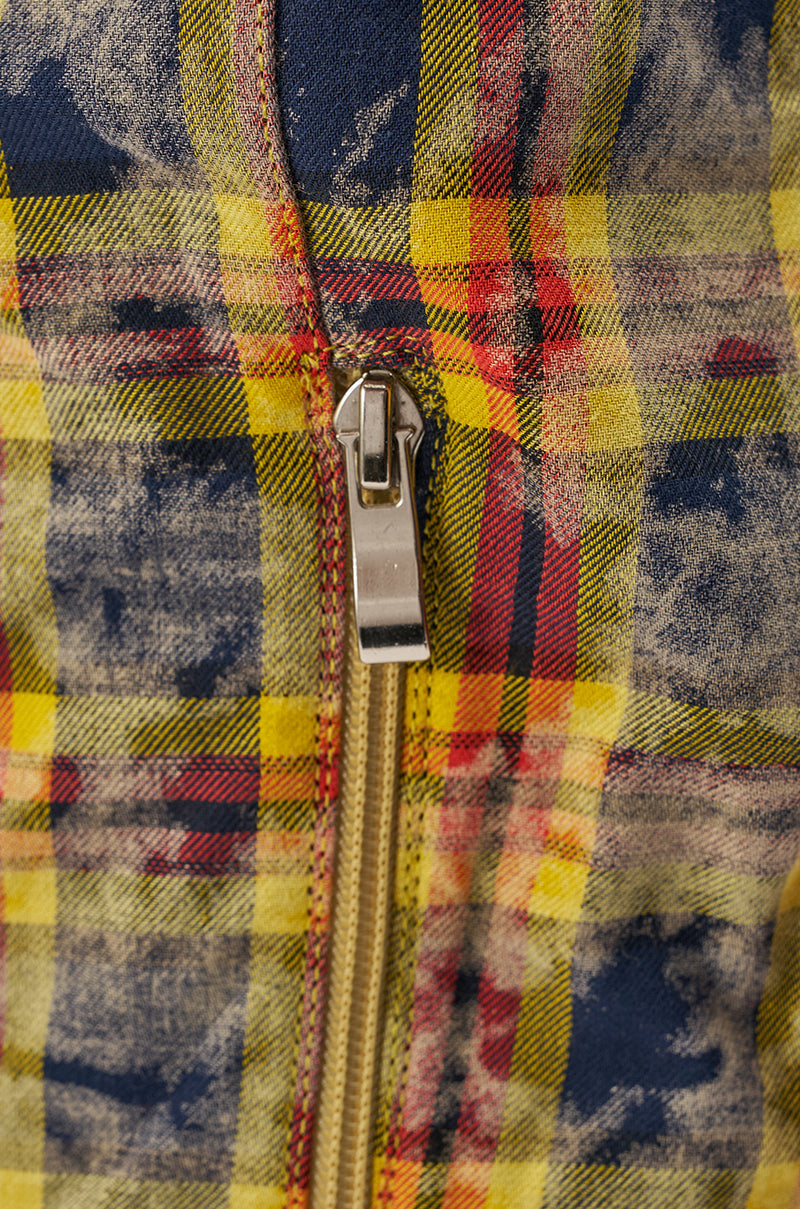 AZALEA WANG LOCHANA MULTI YELLOW PLAID FLANNEL SEXY BOOT