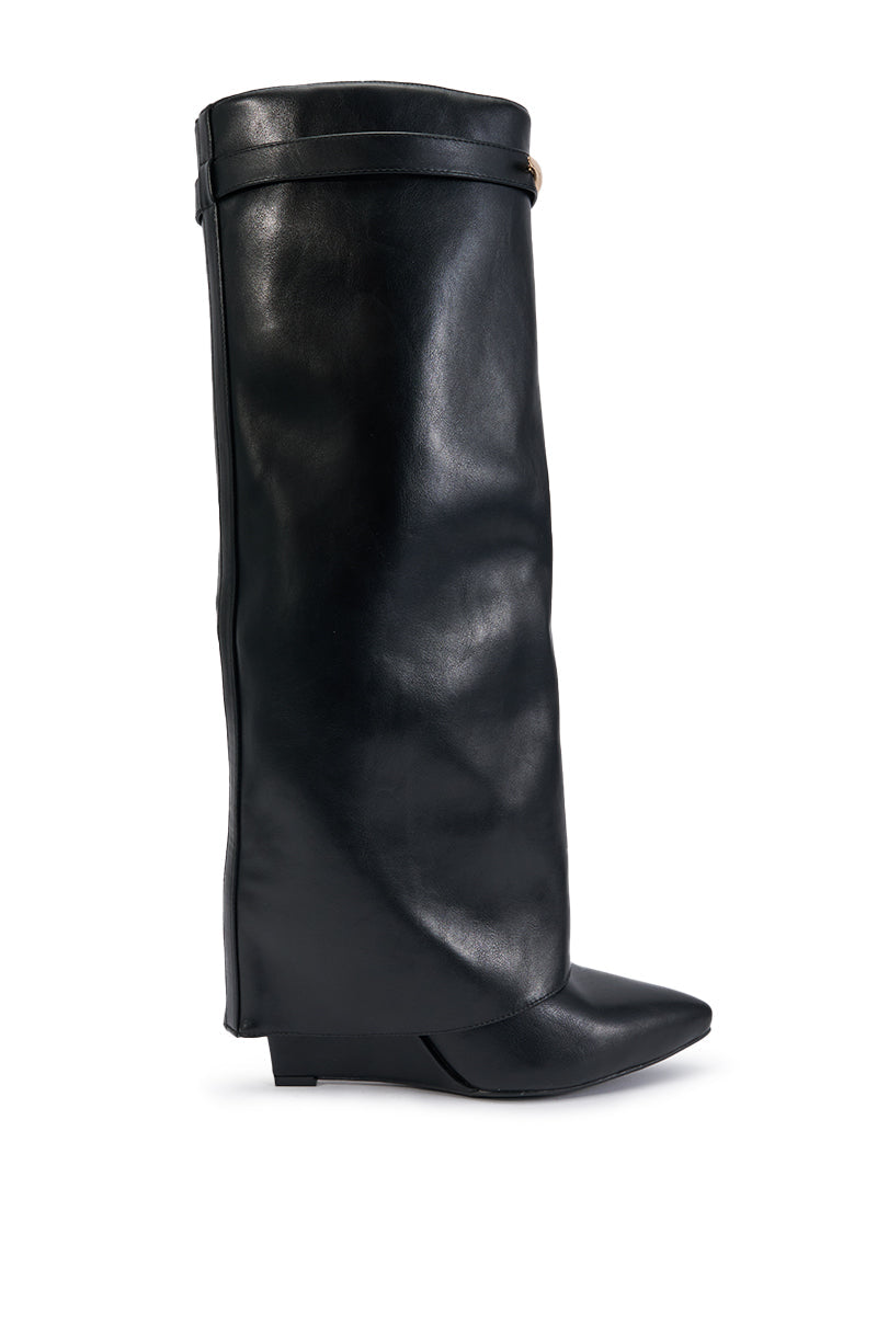 AZALEA WANG LOVE BURN BLACK SHARK WEDGE BOOT