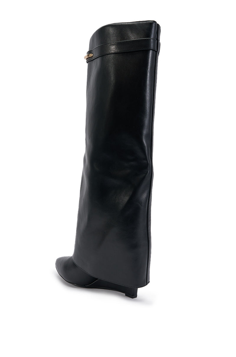 AZALEA WANG LOVE BURN BLACK SHARK WEDGE BOOT