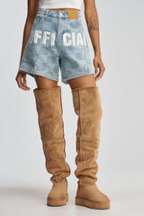 AZALEA WANG MARLOW CHESTNUT FAUX SUEDE SHERLING OVER THE KNEE PLATFORM BOOT