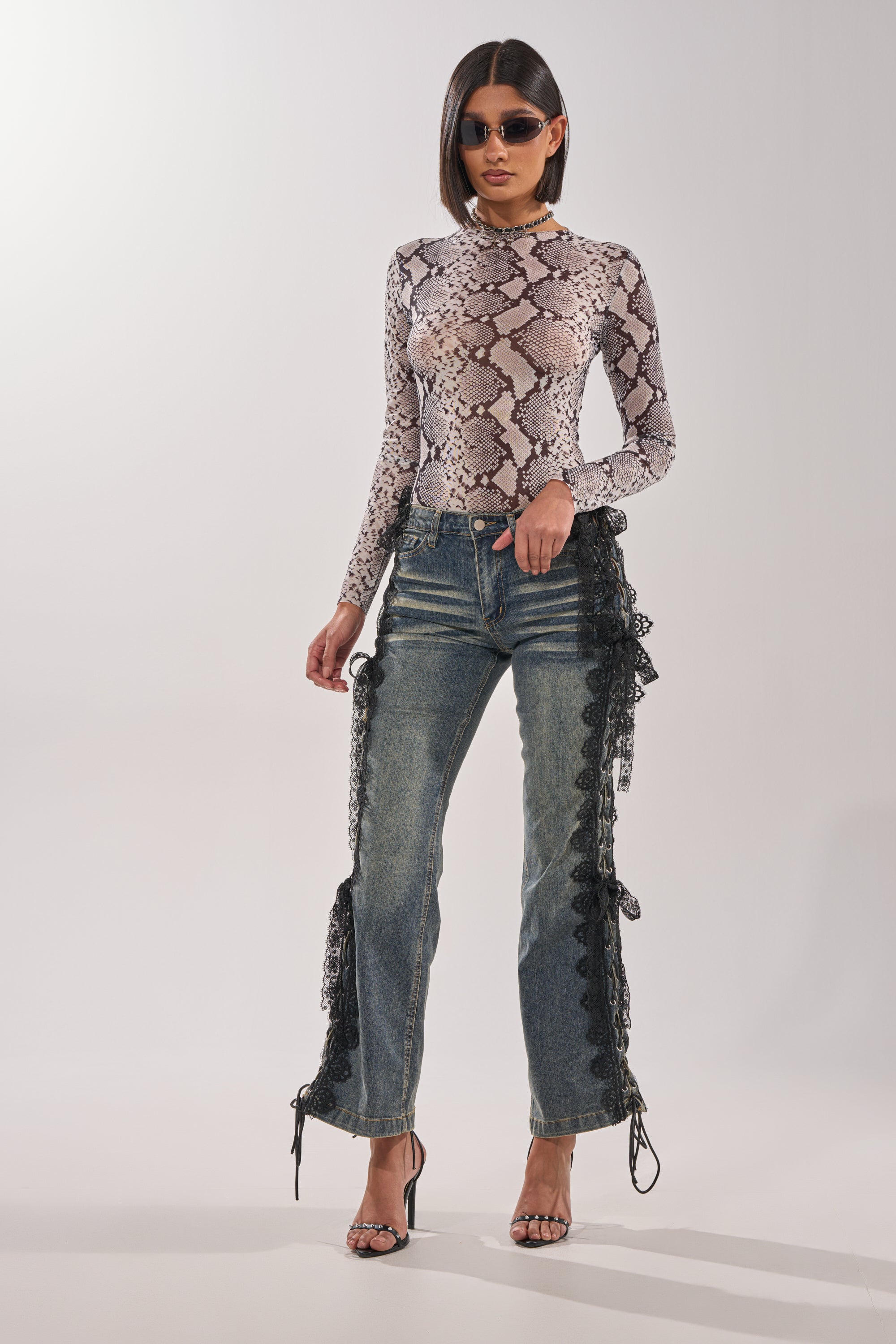ELIJAH FLARE LACE DENIM