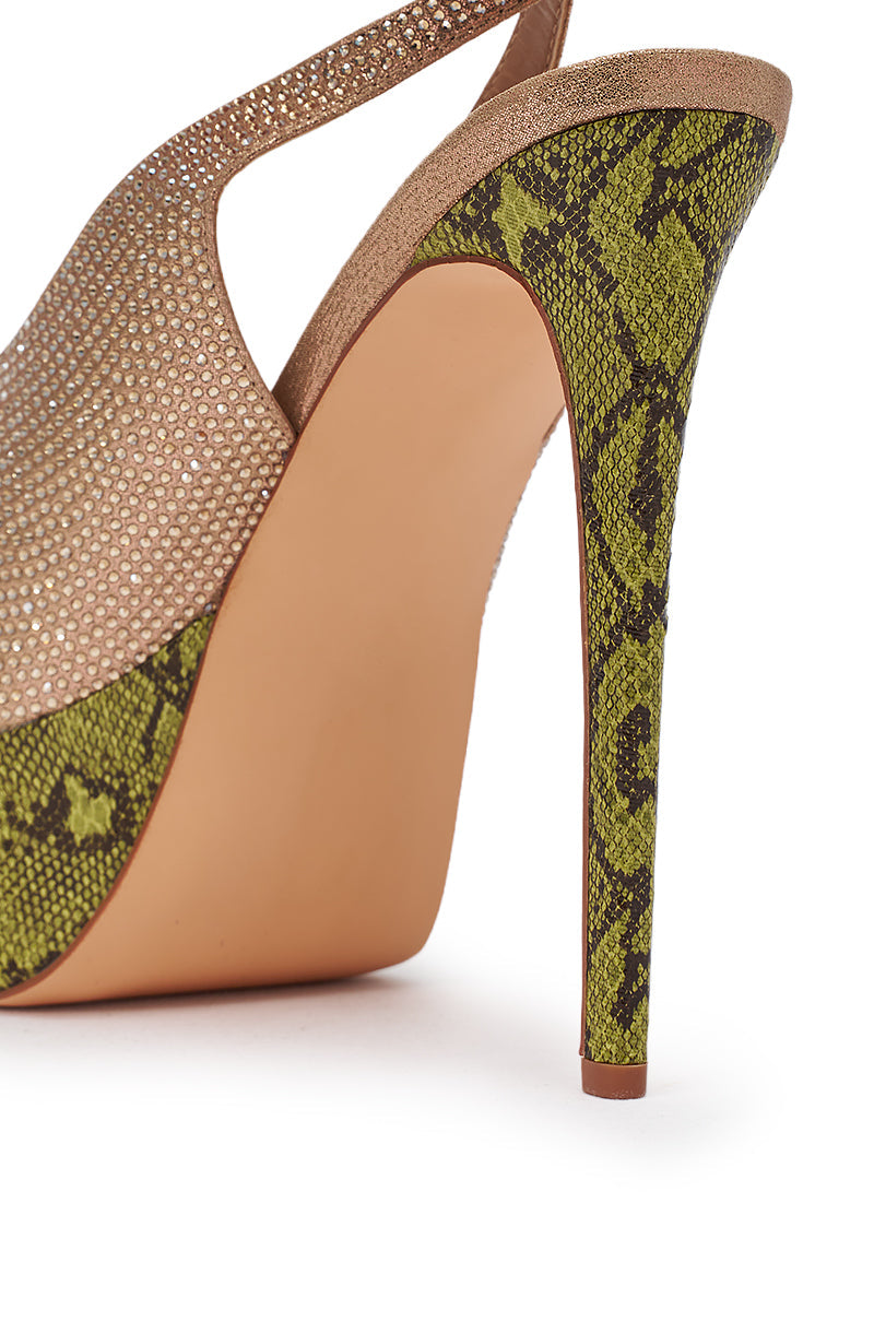 AZALEA WANG MILAGROS MULTI PLATFORM SNAKE AND RHINESTONE SANDAL