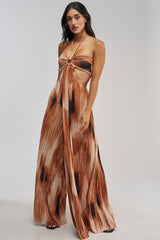FOUL PLAY PRINTED JUMPSUIT IN RUST
