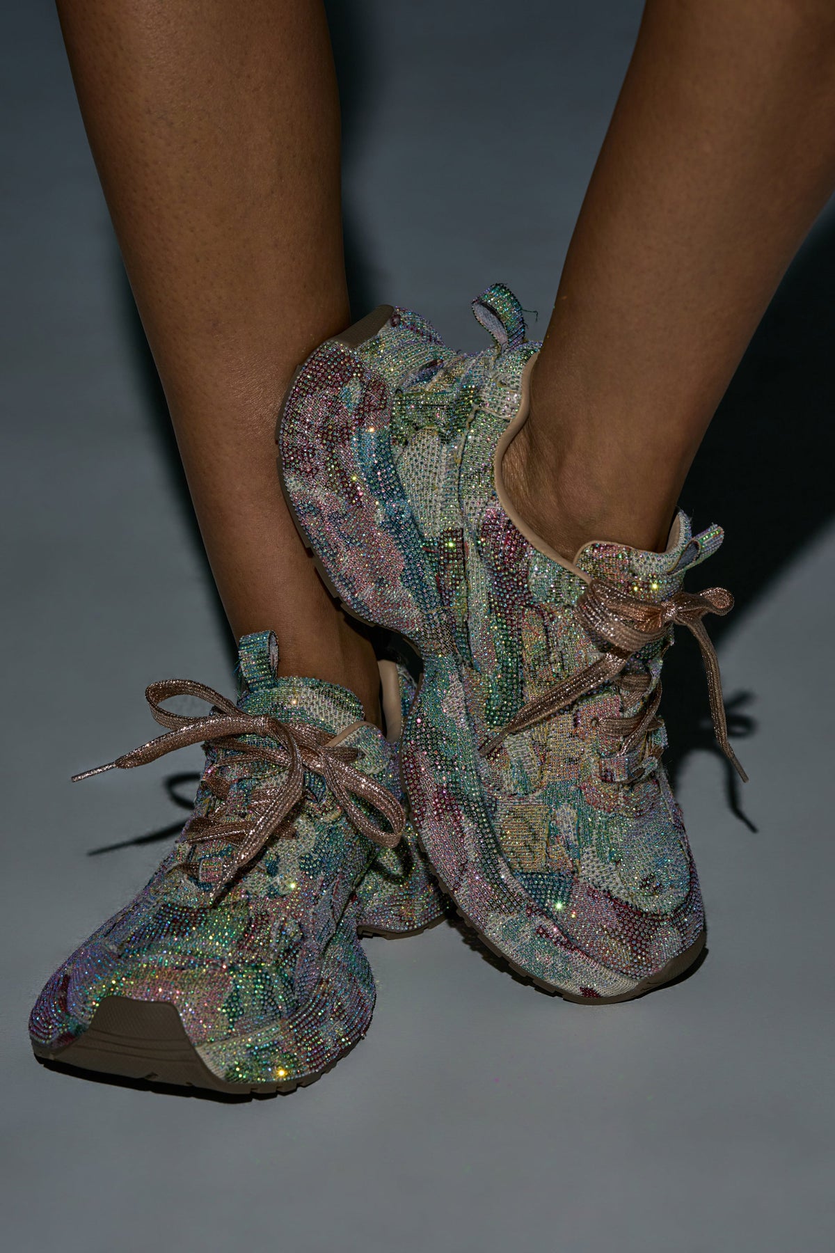 AKIRA GOLD MORA MULTI FLORAL RHINESTONE SNEAKER