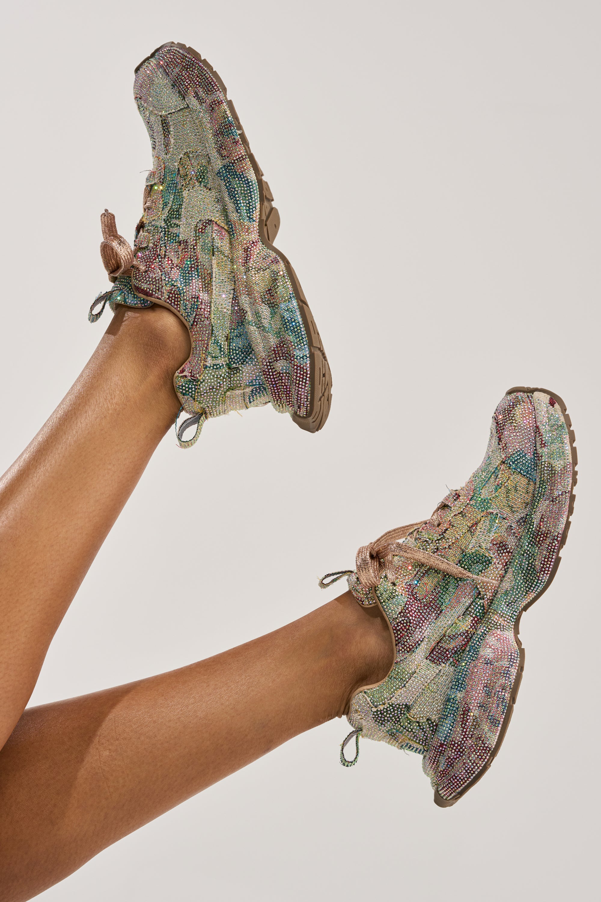 AKIRA GOLD MORA MULTI FLORAL RHINESTONE SNEAKER