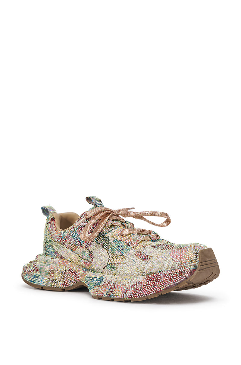 AKIRA GOLD MORA MULTI FLORAL RHINESTONE SNEAKER