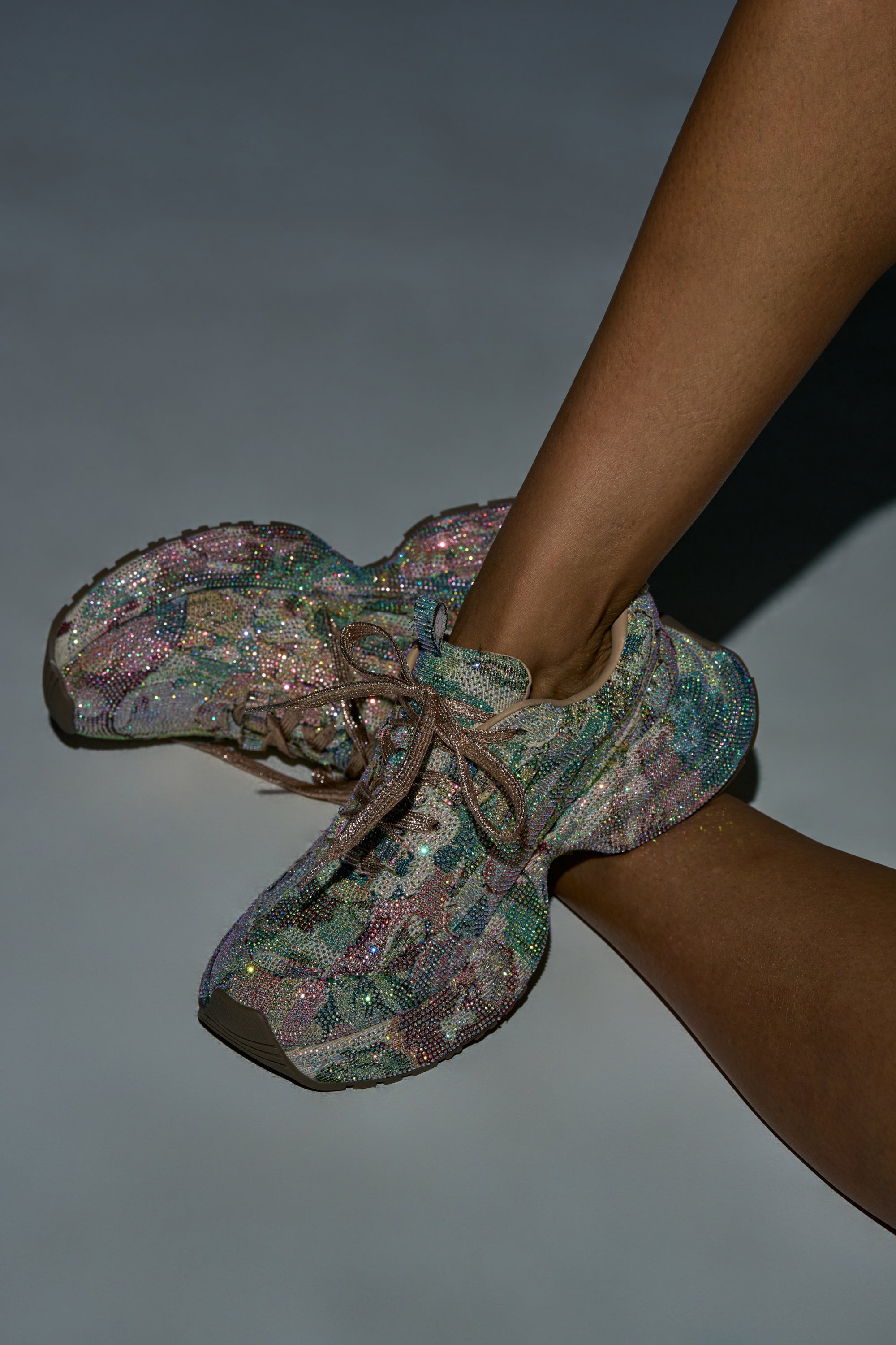 AKIRA GOLD MORA MULTI FLORAL RHINESTONE SNEAKER