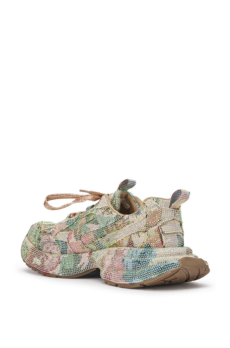 AKIRA GOLD MORA MULTI FLORAL RHINESTONE SNEAKER