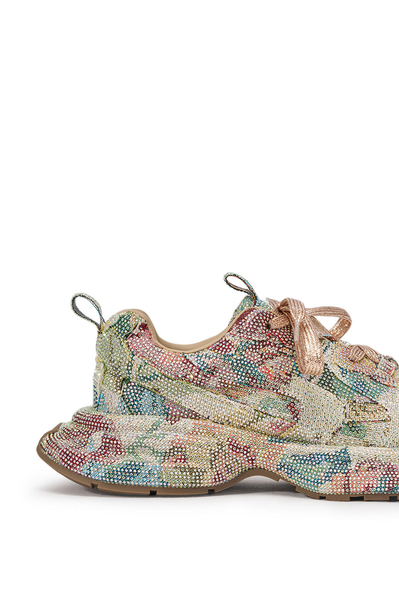 AKIRA GOLD MORA MULTI FLORAL RHINESTONE SNEAKER
