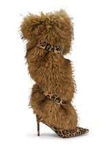 AZALEA WANG NIRA LEOPARD FUR STILETTO BOOT