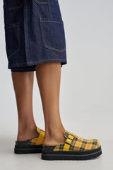 AZALEA WANG OBLIQUE YELLOW PLAID PLATFORM CLOG