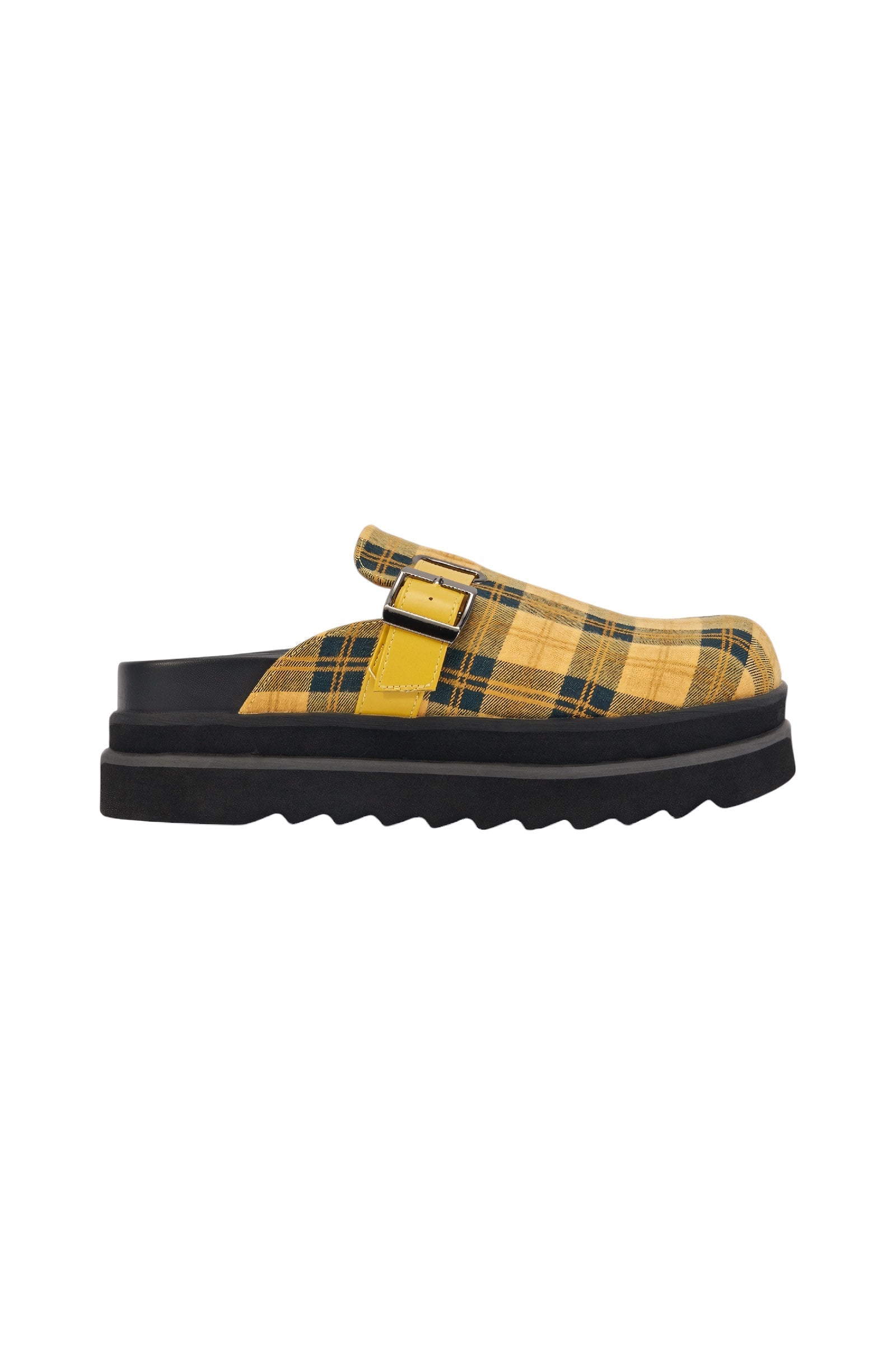 AZALEA WANG OBLIQUE YELLOW PLAID PLATFORM CLOG