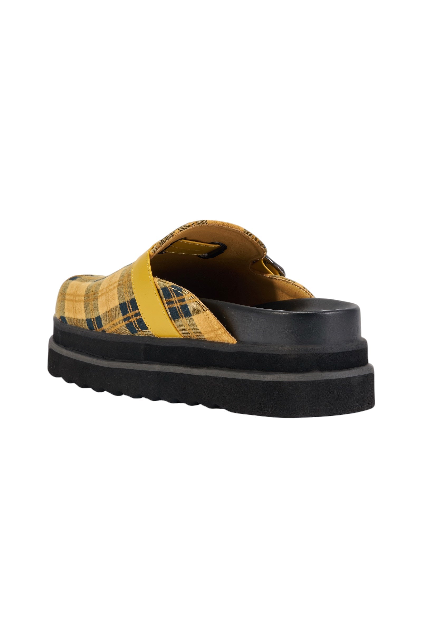 AZALEA WANG OBLIQUE YELLOW PLAID PLATFORM CLOG