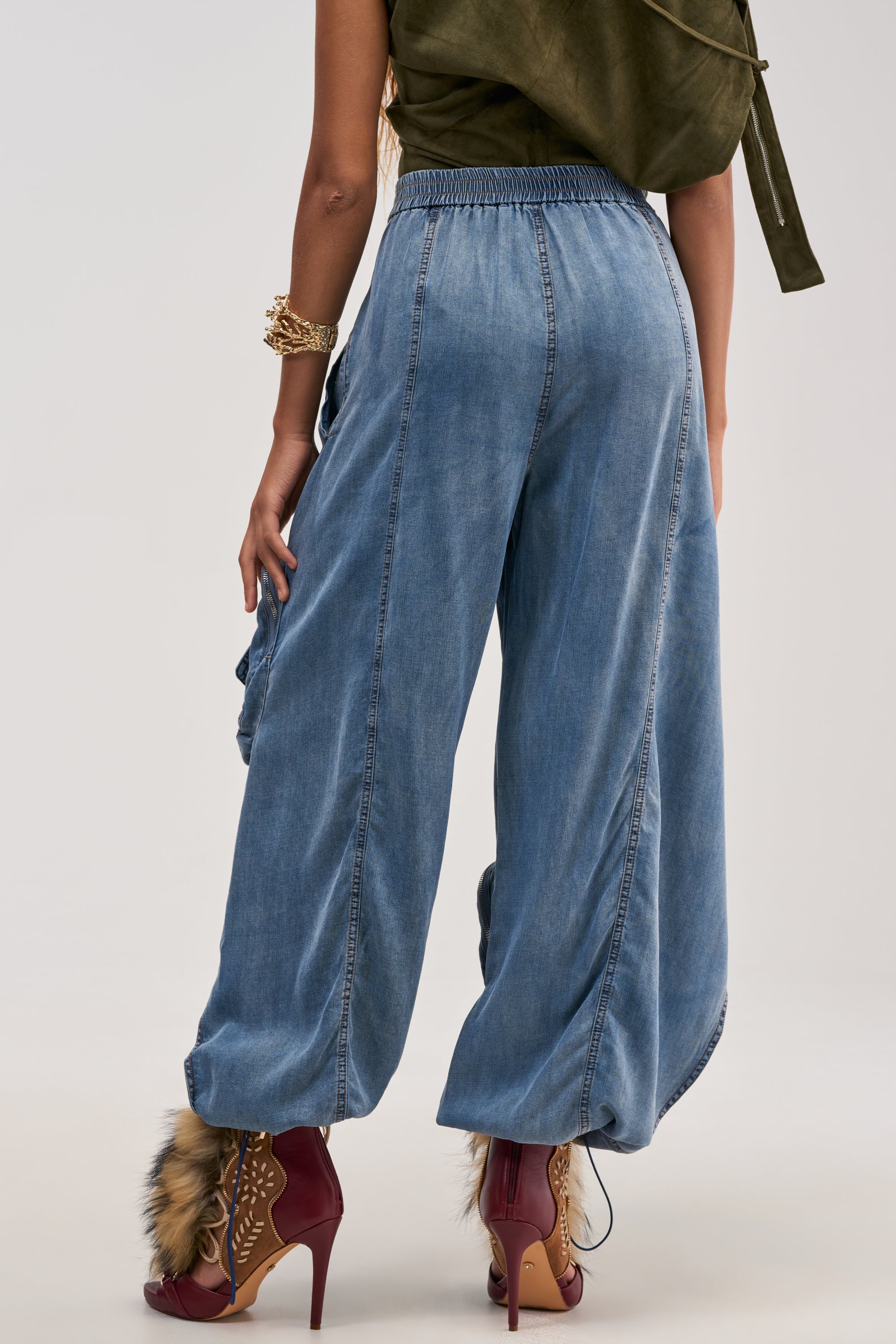 DO THE MOST TIE FRONT PANT IN DENIM