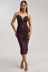 FOREVER FLIRTY RUCHED MIDI DRESS