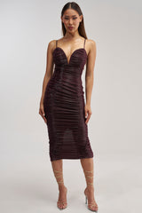 FOREVER FLIRTY RUCHED MIDI DRESS